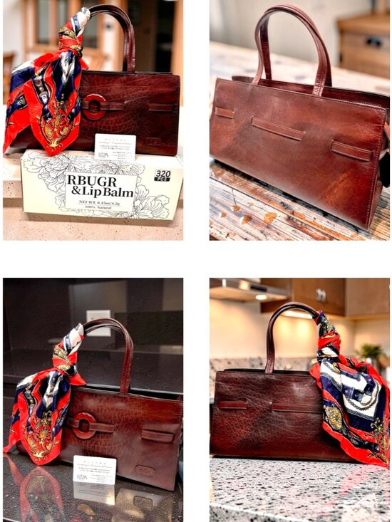 Ibiza Handbags - New-Classic IBIZA Aoyama Choco Brown Leather Hand Shoulder Bag + Silk Scarf (8